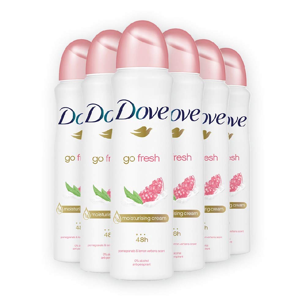 230816080240152_1 Dove Deodorant Go Fresh Pomegranate & lemon Verbena Scent Antiperspirant 150ml Can (6 Cans) - Image 1